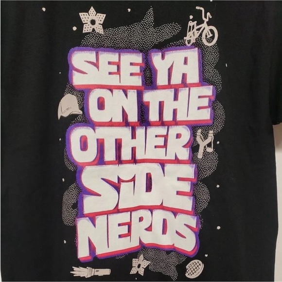 Stranger Things™ "See Ya on the Other Side Nerds" Black Graphic T-Shirt Size S - Picture 3 of 4